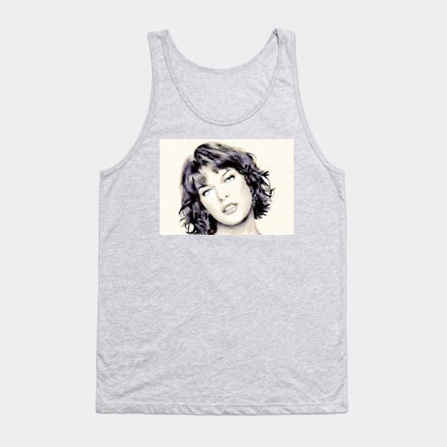 Milla Jovovich Portrait Tank Top by happyantsstudio